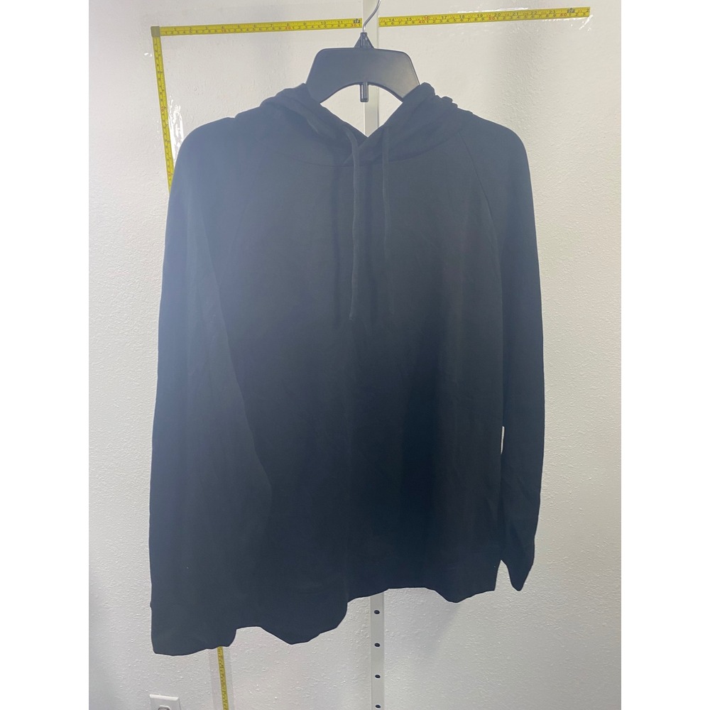 Eddie Bauer Womens XL Black Raglan Sleeve Pullover Hoodie Sweatshirt Solid XL